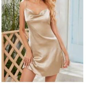 Shein: Champagne colored Satin Mini Dress